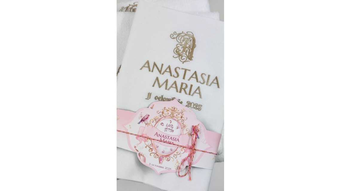 Trusou botez Princess Pink tematică prințesă, elegant și brodat 3